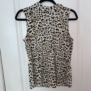 NWOT Banana Republic Cheetah Print Multi Wear Turtleneck Sleeveless Tank Blouse